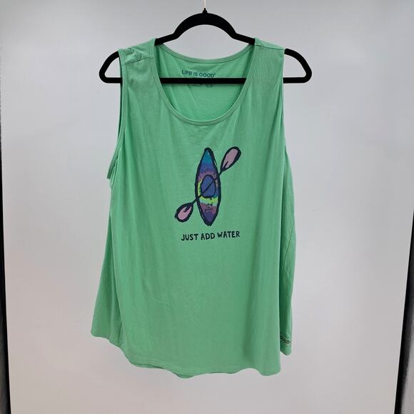 Life Is Good Crusher Tank Top XXL Tie Dye Just Add Water Kayak Sleeveless Green - Picture 2 of 8